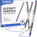 EYEYE Rollerball Pens 1.0mm, 12 Pack 3 Colors Bold Point Roller Ball Pen Quick Dry, Liquid Ink Rollerball Pens Fine Point Smooth Writing Pen for Journaling, Note Taking, Office, School Supplies