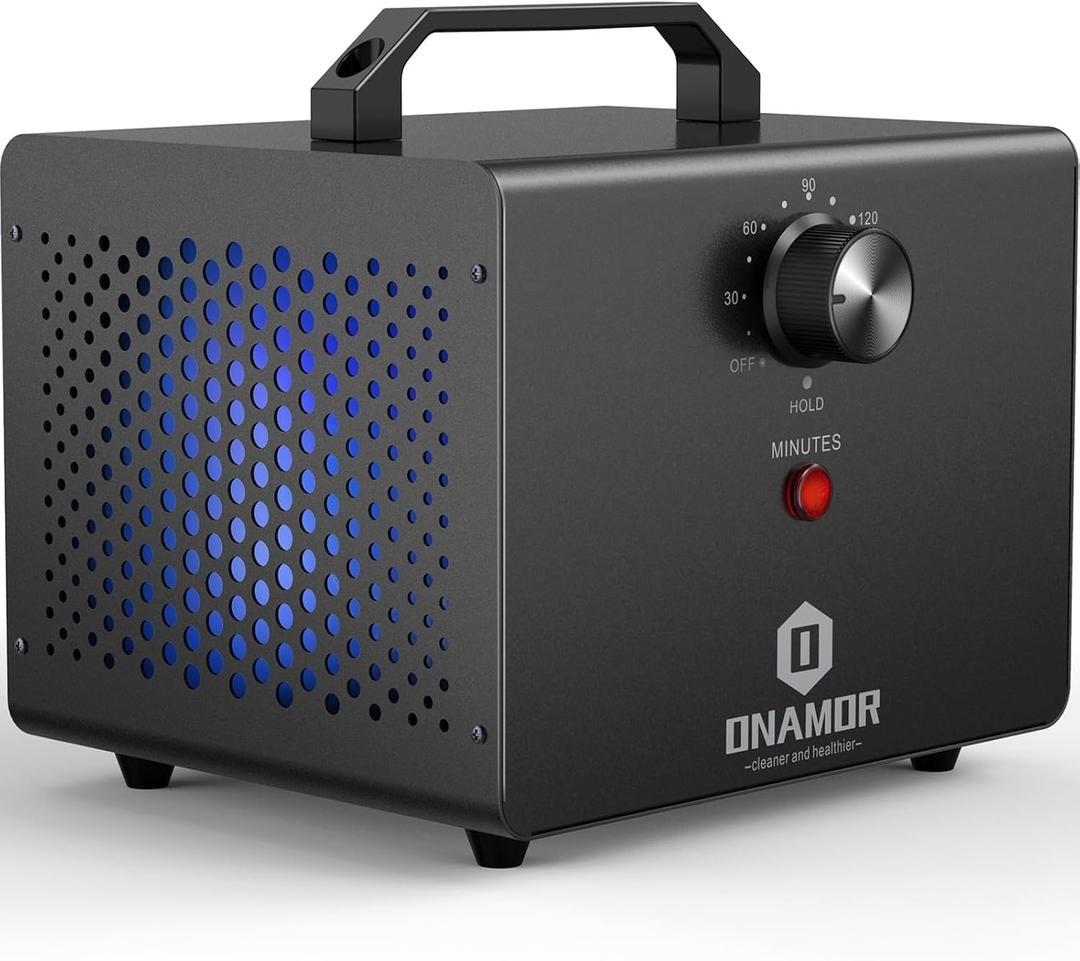 ONAMOR Ozone Generator 77000mg, Ozone Machine Ionizer O3 Deodorizer for Home, Basement, Smoke, and Pet Room (Eliminating Odors Area up to 4000 Square Feet, All Metallic Black)