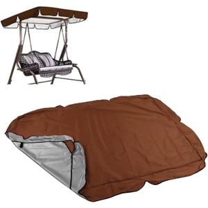 Porch Swing Canopy Replacement, Replacement Canopy for Outdoor Swing, Replacement Waterproof Swing Top Cover, Swing Top Cover Patio Swing Replacement Canopy Cover UV Block Sun Shade Awning(Coffee)