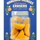 3 x Genuine Fred Mandarin Orange ERASERS, Set of 6, Quality Materials, Fun Desk Accessory, Perfect for School, Home, or Office, Gift-Ready Packaging