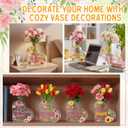 Hushee 4 Pcs Mother's Day Church Gifts Acrylic Heart Flower Vase for Best Mom Ever Mom Birthday Gifts Clear Heart Shaped Decoration Vase Bouquet Decor for Women Grandma Bookshelf Home Table Decor