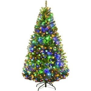 Goplus 5FT Pre-Lit Artificial Christmas Tree, Hinged Spruce Xmas Full Tree with 150 LED Multicolor Lights, 11 Lighting Modes, 600 PVC Branch, Foldable Base, for Indoor Home Office Decoration Goplus 5FT Pre-Lit Artificial Christmas Tree, Hinged Spruce Xmas Full Tree with 150 LED Multicolor Lights, 11 Lighting Modes, 600 PVC Branch, Foldable Base, for Indoor Home Office Decoration