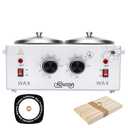 Professional Waxing Kit Wax Warmer Double Pot Wax Heater Machine for Hair Removal, Large Waxing Pot for Spa Salon Beauty Esthetician Home, with Adjustable Temperature Set, 50 Stick & 20 Collar(White)