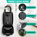 Key Lock Box for Outside, Sturdy Waterproof Hanging Lock Box for House Key, 12-Digit Combination Resettable Large Capacity Security Lockbox for Home, Garage, Office, Warehouse