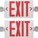 CM MZY LED Exit Sign with Emergency Lights,Exit Sign Light with Battery Backup, Red Letter Emergency Lights with Two Adjustable Heads,AC 120V/277V, UL Certified, 2 Pack