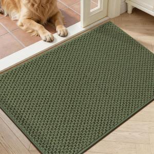 Dirt Trapper Door Mat 32" x 46", Non Slip Washable Doormat, Green