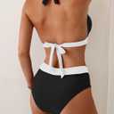 B2prity Women Halter Bikini Sets Sexy Deep V Neck Two Piece Swimsuits Color Block Bottom (Pink, L)