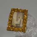 1PCS 3.9x5.8 Vintage Gold Picture Frame Rose Flower Leaf Glass Front Resin Photo Frame for Tabletop Wall Hanging Display (Golden)