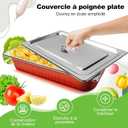 4 Pack Stainless Steel Hotel Pan 1/1 Full Size x 4" Deep Steam Table PAN 0.8 mm Thick with Lid Anti Jam PAN Stainless Steel Steamer 20.8 x 12.8 x 4 inch for Hotel Restaurant Buffet, Large
