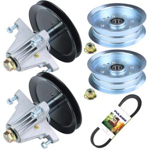 2 Pack 918-06977A Spindle Assembly with 756-05034A Idler Pulley 954-05022A Belt Fits Cub Cadet XT1-LT46 46 inch Deck, XT2-LX46, LT46, Craftsman T225, T240, T2800, T8600, T3100 Lawn Tractors