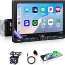 7 Inch Single Din Car Stereo Wireless Apple CarPlay & Android Auto, Detachable Rotatable HD Touchscreen Radio with Bluetooth 5.2, FM AM RDS, USB Type-C, MP5 Player, Backup Camera Input, 4×25W