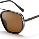 Pro Acme Polarized Aviator Sunglasses for Men & Women, Retro Square Metal Frame UV400 Shades for Driving Travel
