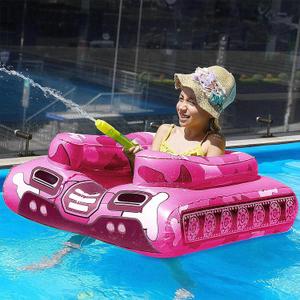 Inflatable Tank Pool Floats Kids - Jasonwell Toddler Pool Floaties Swimming Pool Tank with Water Cannon Gun Swim Floaty Rafts Lake Beach Party Pool Toys for Boys Girls Toddlers Kids (Rose)