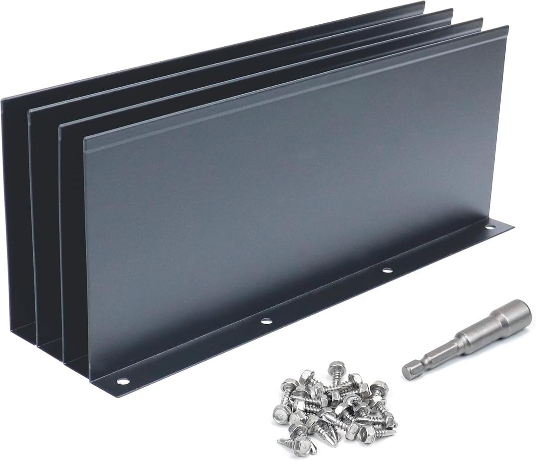 4 Pack Aluminum Gutter Valley Splash Guard,Keep Water from Overshooting The Gutter,for Valley,Corner,or Straight,10 inch Each Piece,Grey (Gray)