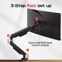 Single Monitor Mount Stand - Full Motion Articulating Arm with Gas Spring,17-32 inch Computer Screen Mount, VESA 75x75/100x100, Clamp/Grommet Base, Adjustable Stand & Tilt & Swivel(Black)
