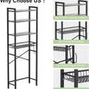 Kalrin Over-The-Toilet Storage Rack, 4-Tier Bathroom Organizer Shelf Over Toilet with Adjustable Shelf and Basket, Freestanding Space Saver Bathroom Shelves Above Toilet for Room (Pure Gray)
