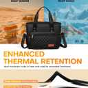 HOTOR Lunch Box for Women - Insulated Lunch Bag with Multiple Pockets, Portable Lunch Tote & Cooler with Handles & Adjustable Strap for Work, Picnic, Short Trip, 11.0" x 5.5" x 8.7", Black