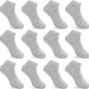Auranso 12 Pairs Kid Breathable Athletic Ankle Socks Boys Girls Cotton Low Cut Socks (9-12 Years, Grey)