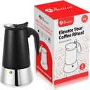 Moka Pot, 4 Cups (7.1 oz) Stovetop Espresso Maker, 304 Stainless Steel Moka Pot, Induction Compatible, Black