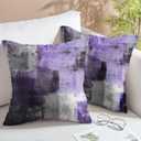 chiinvent Purple Velvet Abstract Pillow Covers Set of 2 Modern Accent Violet Gray Throw Pillow Cover Soft Elegant Decorative Couch Cushion Cover for Bed Living Room Outdoor Sofa Pillowcases 18x18 Inch