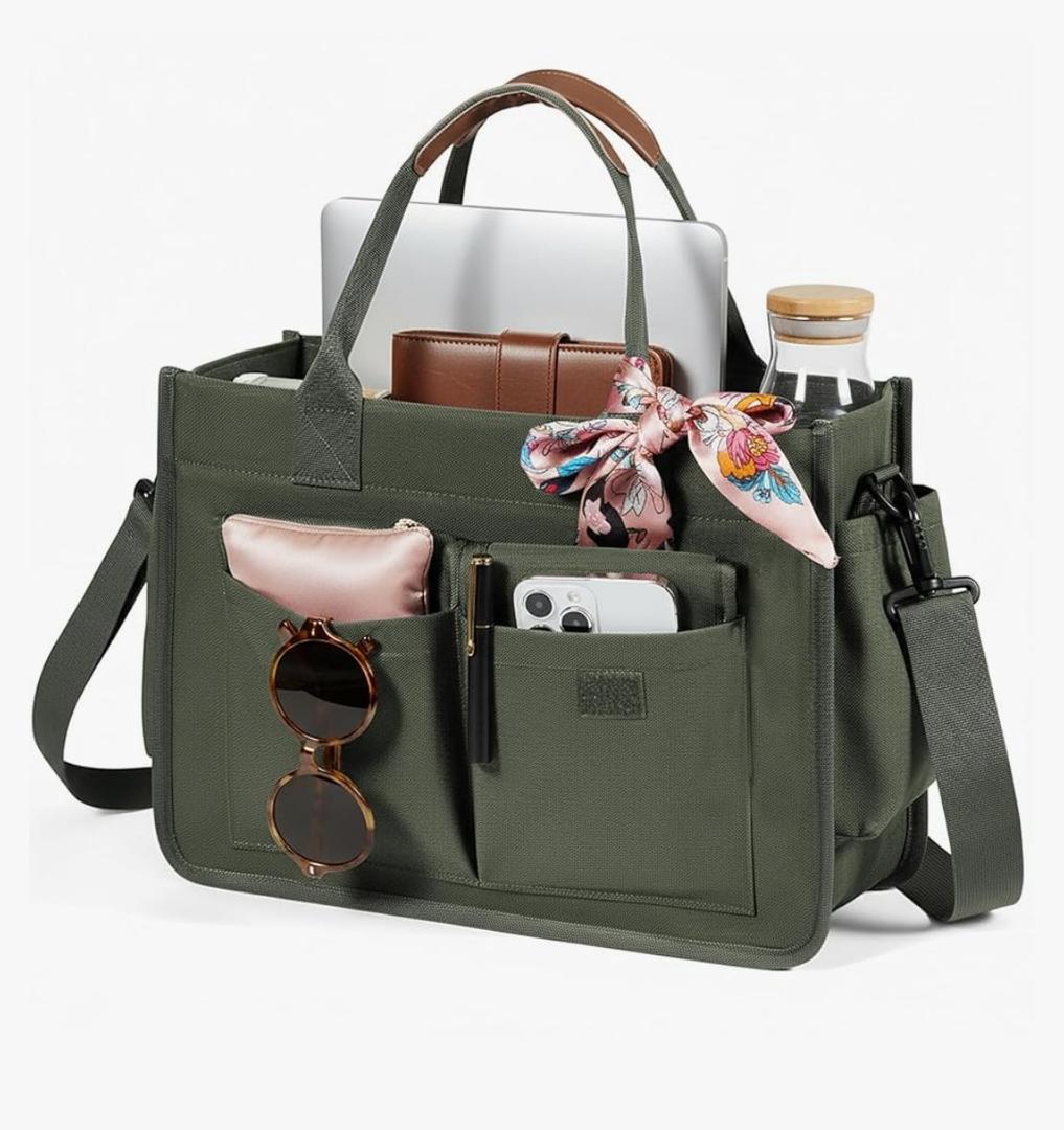 Canvas Tote Bag for Women Work Tote Bags with Zipper Nurse Crossbody Bags Handbags Shoulder College Teacher Laptop Bag
