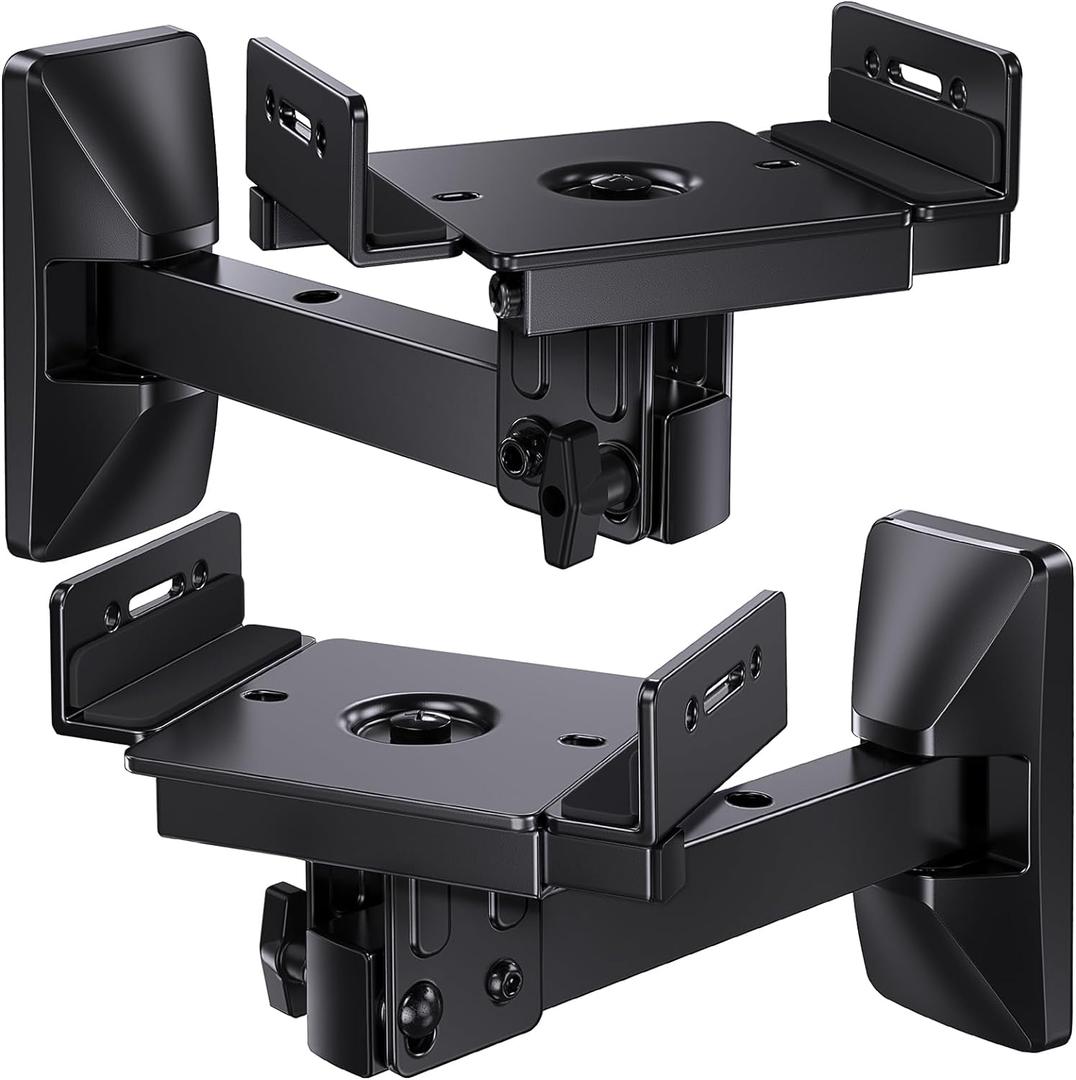 Pipishell Speaker Wall Mounts, Dual Side Clamping Bookshelf Mounting Bracket, Speaker Mounts for Surround Sound, Bookshelf Speakers up to 55 lbs, 1 Pair