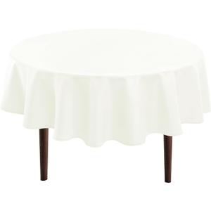 Hiasan Round Tablecloth 80 Inch - Waterproof Stain Resistant Spillproof Polyester Fabric Table Cloth for Dining Room Kitchen Party, Ivory