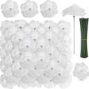 LELEE 108pcs White Roses Head Flowers with Stem - Artificial Flowers Rose Bulk - Silk Rose Fake Flower for Wedding Bouquet Party Home Decor DIY Baby Shower Centerpieces Tables Decoration