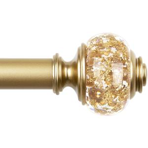 7/8 inch Curtain Rods for Windows 66 to 120 Inch, USFOOK Telescoping Splicing Drapery Rods, Decoration for Home with Luxury Gold Decorative Translucent Finials