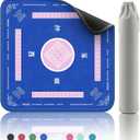 2F22E Mahjong Mat - Non-Slip Noise Reduction Gaming Mat 32.4x32.4 Inch for Mahjong/Poker/Board Games/Card Games/Dominoes (Blue)