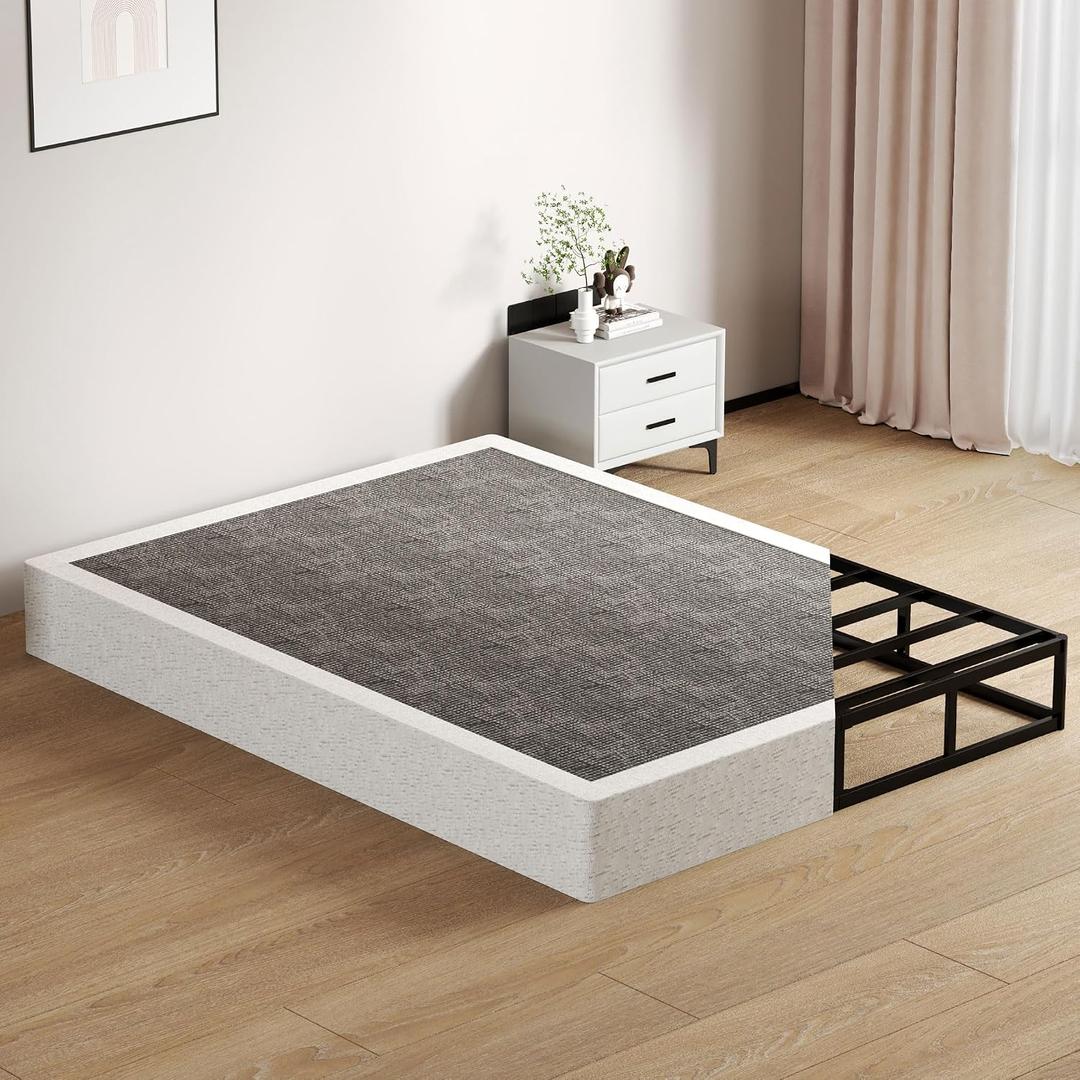 SHOANED Metal Box Spring Queen Size - 9 Inch High Profile Heavy Duty Black Bed Base Non Slip Mattress Foundation Box Springs for Queen Bed, Easy Assembly, No Noise