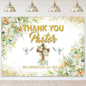 Mocsicka Thank You Pastor Backdrop Pastor Appreciation Banner Church Events Celebrations Party Decorations Photo Booth Props (7x5ft)