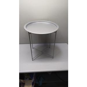 VECELO Side/End Table, Folding Round Metal Anti-Rust and Waterproof Outdoor or Indoor Tray for Living Room Bedroom Balcony and Office, 1 PCS, Grey
