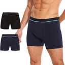 Men's Washable Incontinence Boxer Briefs, Cotton Incontinence Underwear with Fly, Reusable Leakproof Underwear for Men, Front & Rear Protection 120ml Absorbency (2 Pack, XL, Black/Blue)