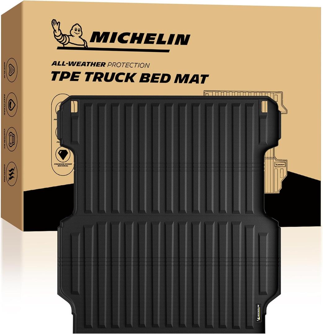 MICHELIN Truck Bed Mat for 2017-2024 2025 2026 Honda Ridgeline | All-Weather Truck Bed Liner, Not Fit Drop-in Bed Liner, Custom Fit, Durable TPE Bedliner, Non-Slip
