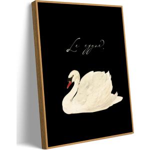 2 x EAGLOG Vintage Framed-White Swan Wall Art,Farmhouse Animal Canvas Print,Black And White Cottagecore Picture,Eclectic Rustic Artwork,Moody Painting Wall Decor for Living Room Bedroom Office 8x10in