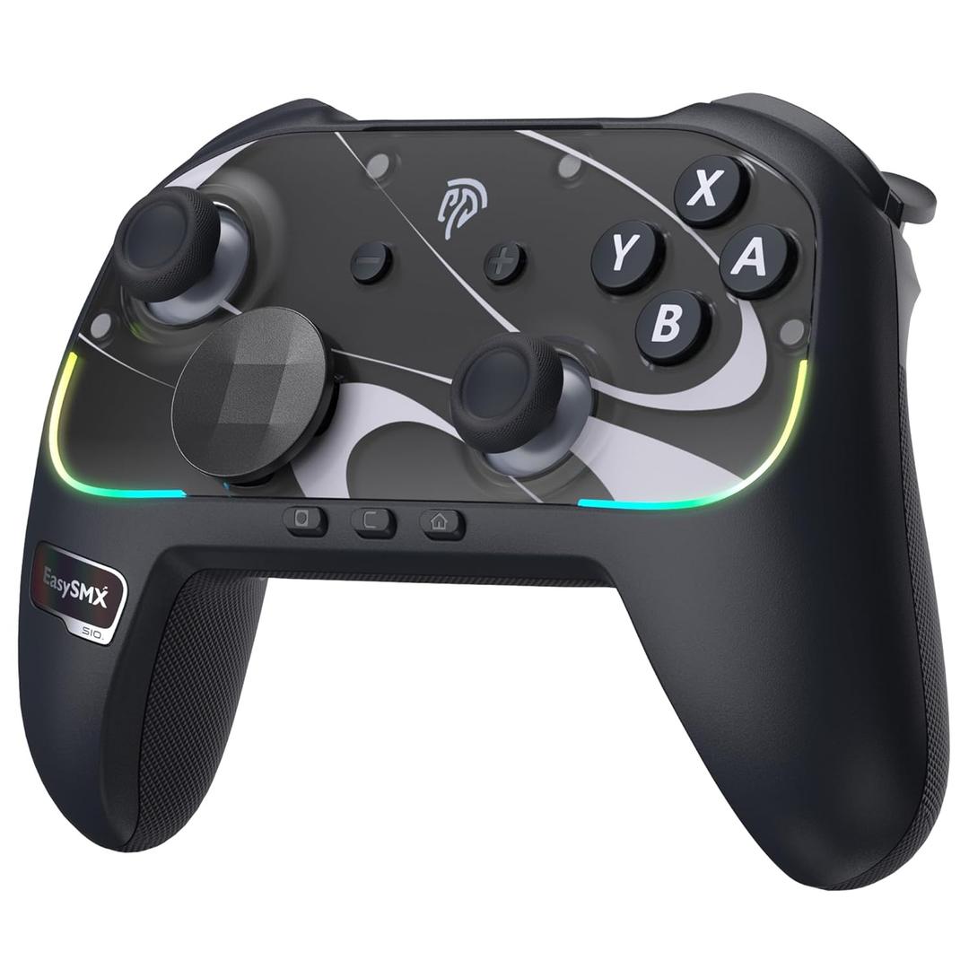 EasySMX S10 Elite Wireless Controller for Switch 2 with One-Key Wake-Up, Hall Effect Anti-Drift Joysticks, Programmable Buttons, HD Rumble, Motion Control and NFC, Multi-platform Controllers (Black)