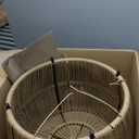 Boho Rattan Round Coffee Table Outdoor with Metal Frame, All-Weather and Rust Resistant, Handcrafted Coastal Furniture for Patio, Poolside, Garden, Yard, Natural Brown