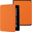 MonsDirect Case for 7" Kindle Paperwhite (12th Generation, 2024 Release) & Kindle Colorsoft Signature Edition, Slim Lightweight PU Leather Protective Cover with Auto Wake/Sleep, Cloth Orange
