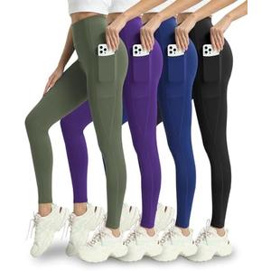 Mlenhor 4 Pack Leggings with Pockets for Women - Soft High Waisted Tummy Control Workout Yoga Pants, Size: 1XL