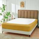 Biscaynebay Decorative Box Spring Cover Queen Size, Gold Luxurious Jersey Knitting Stretchy Wrap Around 4 Sides Bed Skirt for Home/Hotels, Easy Fit Wrinkle & Fade Free Machine Washable
