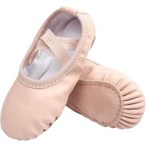 Stelle Ballet Shoes for Girls Boys Close-Fit PU Professional Dance Slippers | Breathable PU upper, Elastic strap, Soft flexible suede sole, No-Tie design, Fits toddlers to big kids, Dance practice, Yoga (Pink)