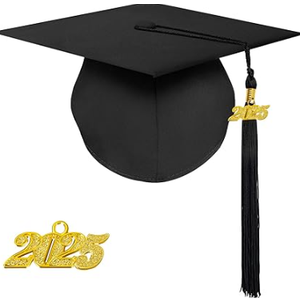 Unisex Matte Graduation Cap with 2025 Year Charm for Adult Middle High School and Bachelor