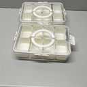 Divided Serving Tray with Lid and Handle,8 Compartments Snacks Box,Snack Fruit Tray,Veggie Tray,Portable Platter for Candy Fruits Nuts Snack Party Entertaining Picnic(2 PCS)