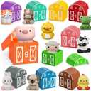 Learning Toys for 1 2 3+ Year Old Toddlers, 20pcs Farm Animals Barn Toys Finger Puppets for Kids,Montessori Counting Matching & Color Sorting Toy Set,Easter Christmas Birthday Gift for Baby Boys Girls