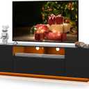 WLIVE TV Stand for 65 Inch TV, Modern Entertainment Center with LED, 58" TV Console with Storage Cabinet, TV Stands for Living Room, Black