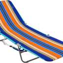 Rio Brands Portable Folding Backpack Beach Lounge Chair with Backpack Straps and Storage Pouch, Color Multi Stripe