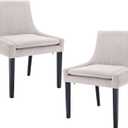 COLAMY Modern Dining Chairs Set of 2, Upholstered Corduroy Accent Side Leisure Chairs with Mid Back and Wood Legs for Living Room/Dining Room-Beige