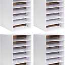 Ireer 4 Pieces Cardboard Paper Organizer, Classroom Mailboxes, Construction Paper Storage, Compartment Literature Sorters, Classroom Organizers for Student Office School (White,6 Slots)