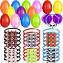 24 Pcs Easter Eggs Filled with Sports Ball Bracelets, Adjustable Sports Bracelets Toys for Toddler Easter Basket Stuffers Egg Hunt, Easter Party Favors Classroom Prizes for Kids Boys